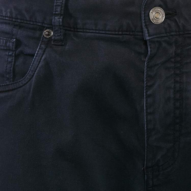 Pre Owned Ermenegildo Zegna Navy Blue Gabardine Straight Leg Tailored Fit Pants XL