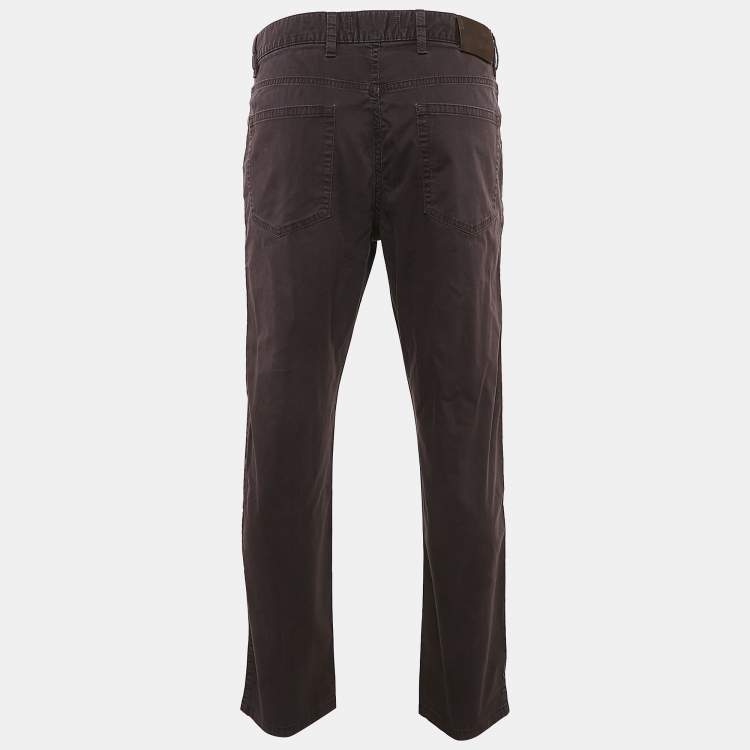 Pre Owned Ermenegildo Zegna Brown Cotton Jeans XL Waist 36"