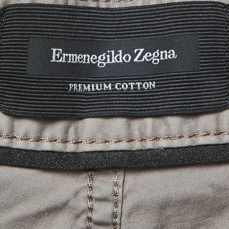 Pre Owned Ermenegildo Zegna Light Brown Cotton Jeans XL Waist 36"