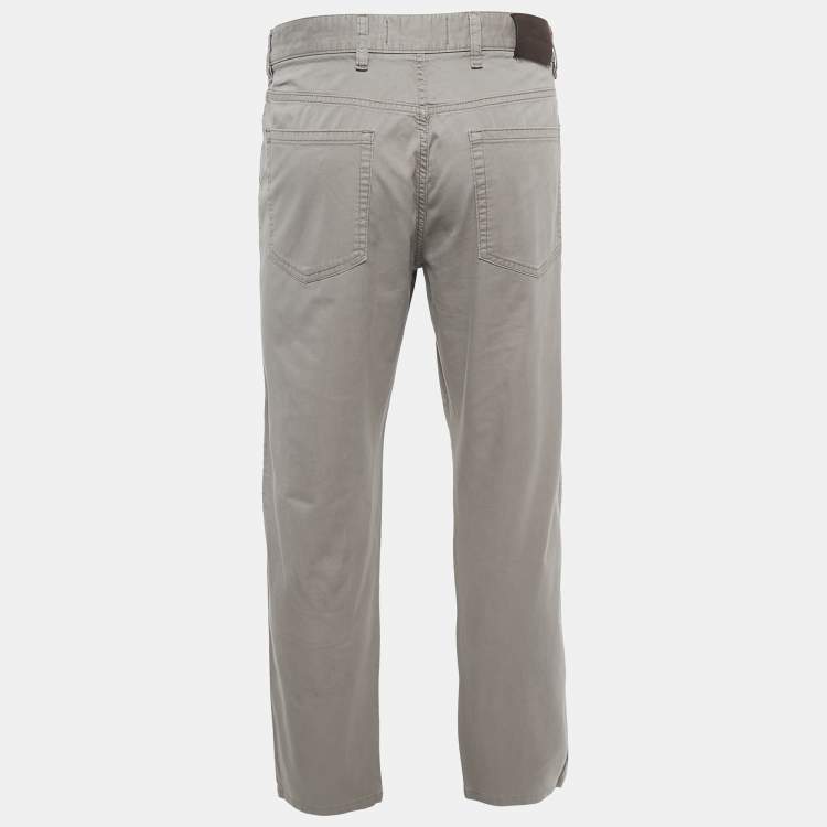 Pre Owned Ermenegildo Zegna Light Brown Cotton Jeans XL Waist 36"