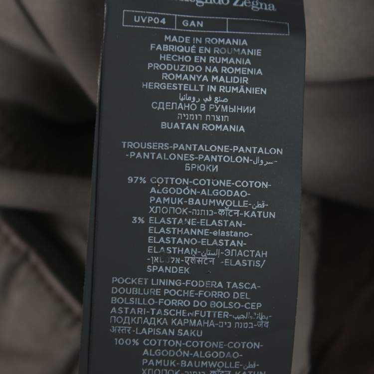 Pre Owned Ermenegildo Zegna Light Brown Cotton Jeans XL Waist 36"