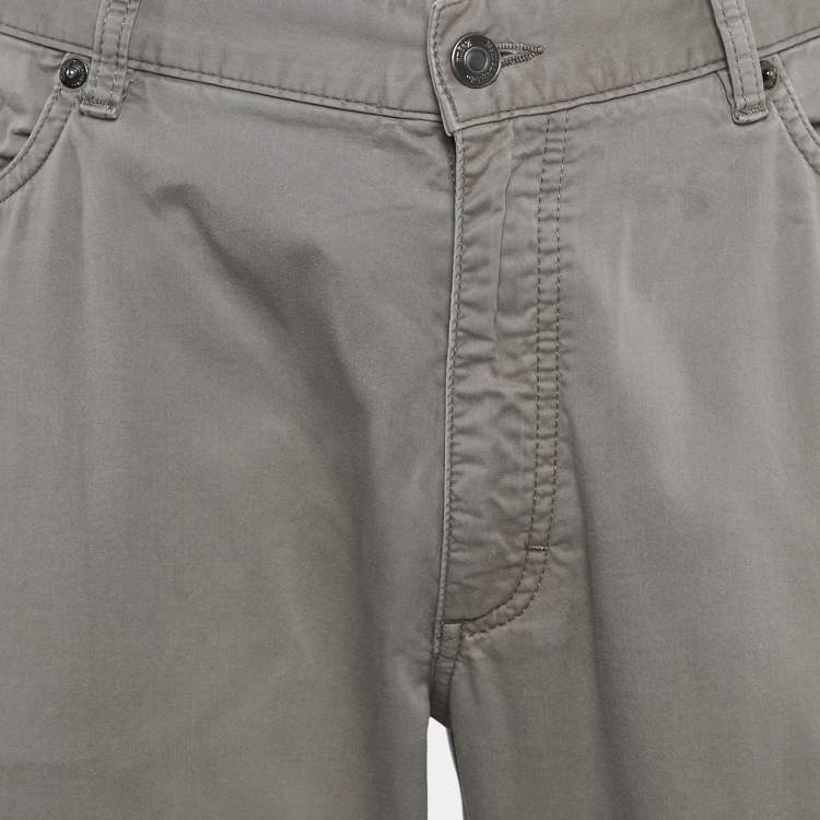 Pre Owned Ermenegildo Zegna Light Brown Cotton Jeans XL Waist 36"