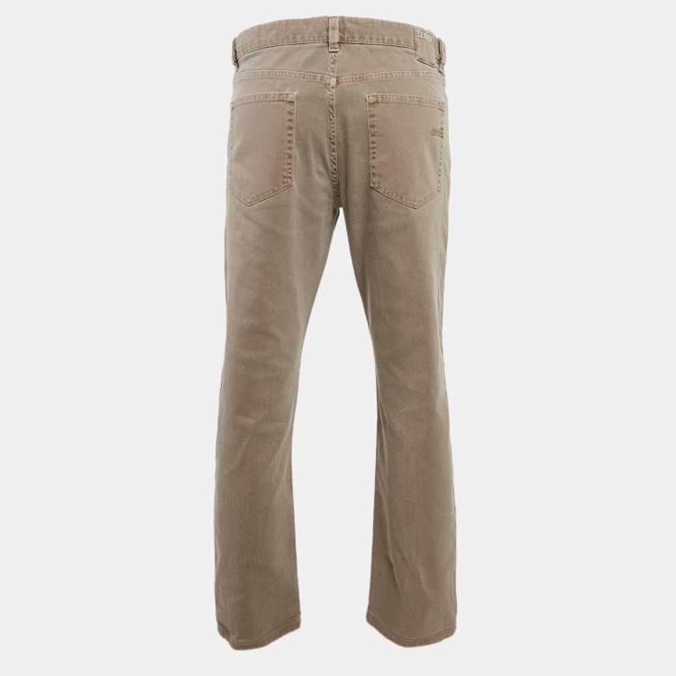 Pre Owned Zegna Light Brown Washed Denim Slim Fit Jeans L Waist 35"