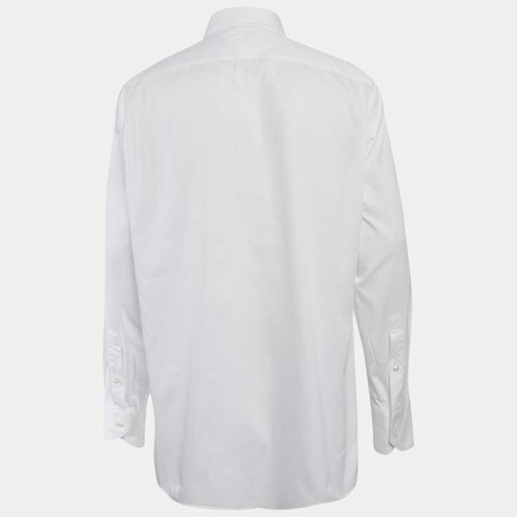 Pre Owned Ermenegildo Zegna White Cotton Button Front Shirt 4XL
