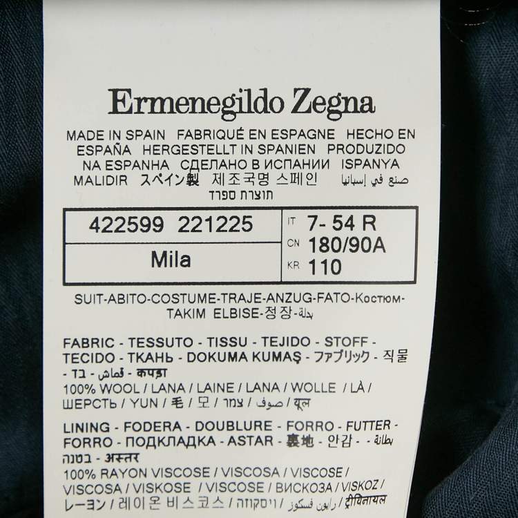 Pre Owned Ermenegildo Zegna Blue Wool Single Breasted Suit XXL