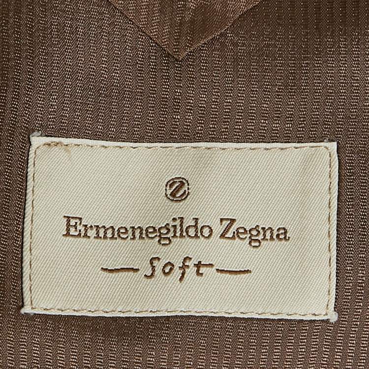 Pre Owned Ermenegildo Zegna Beige Patterned Cotton Blend Single Breasted Blazer L