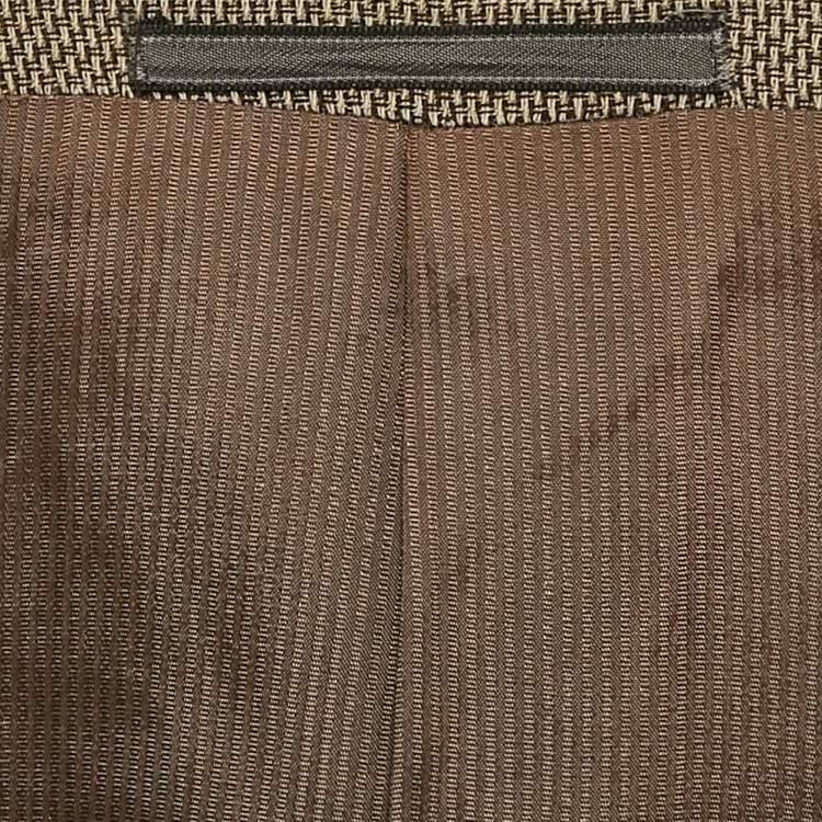 Pre Owned Ermenegildo Zegna Beige Patterned Cotton Blend Single Breasted Blazer L