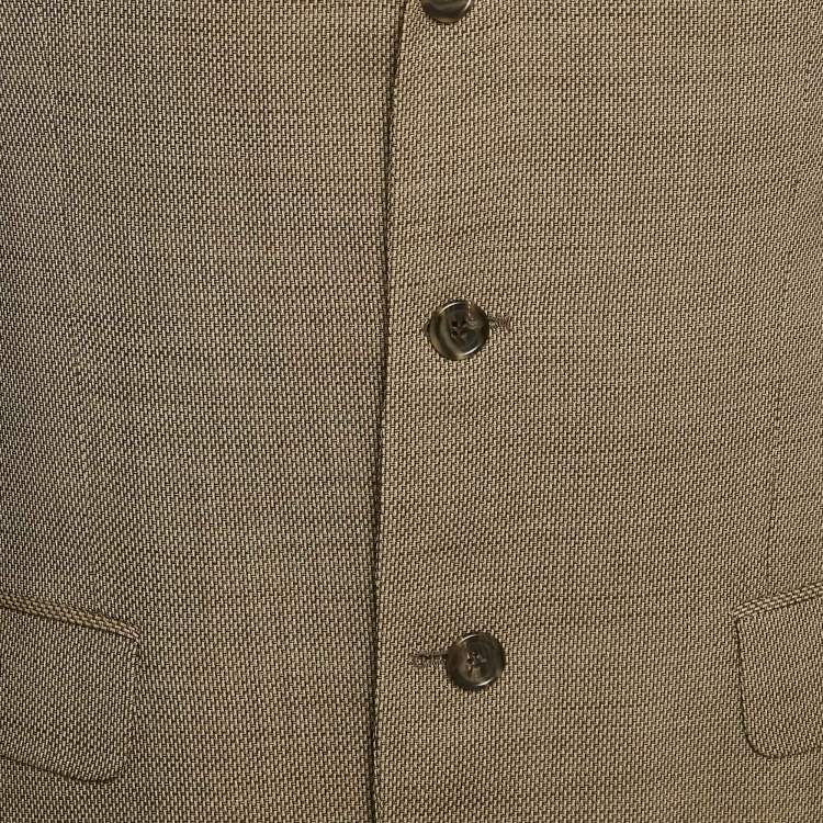 Pre Owned Ermenegildo Zegna Beige Patterned Cotton Blend Single Breasted Blazer L