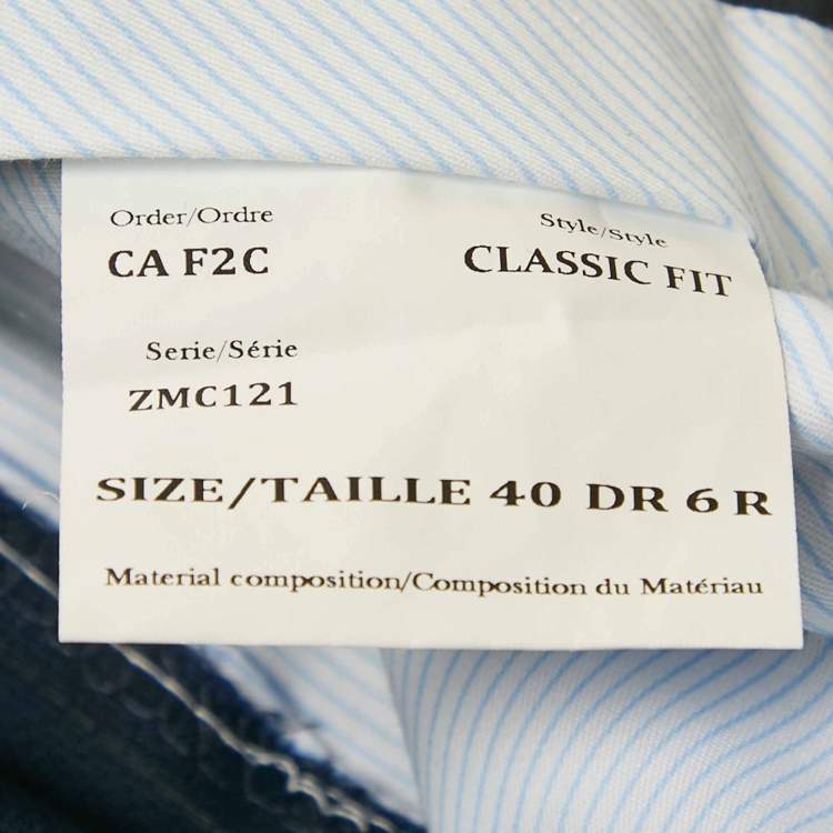 Pre Owned Ermenegildo Zegna Navy Blue Plaid Wool Traveller Pants Suit L