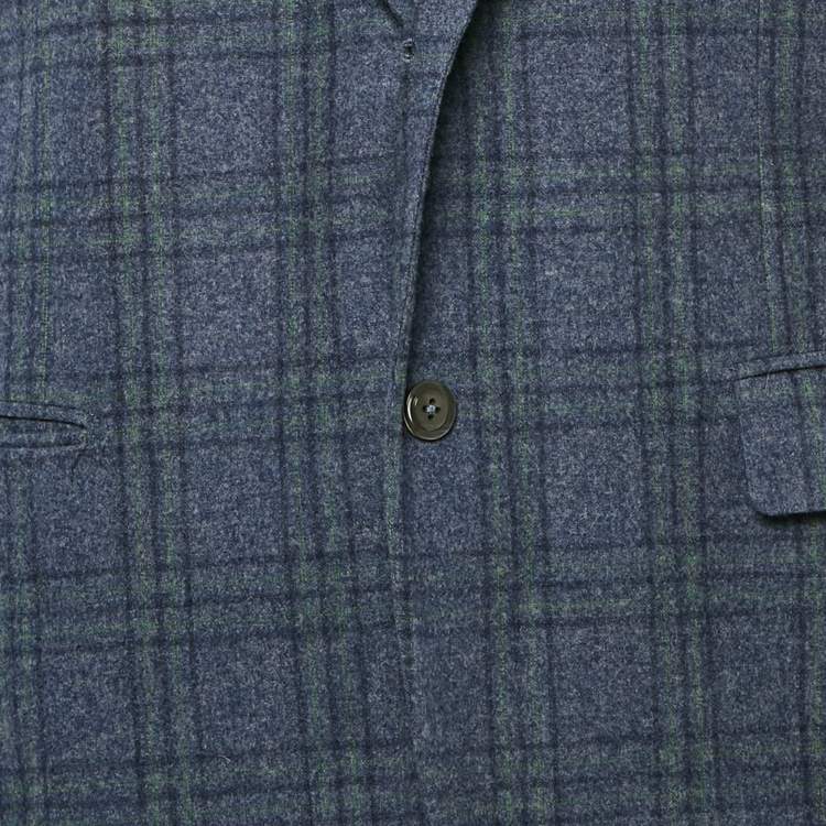 Pre Owned Ermenegildo Zegna Su Misura Blue Plaid Wool Blazer L
