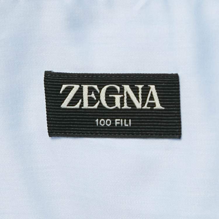 Pre Owned Ermenegildo Zegna Blue Cotton Button Front Shirt XXL