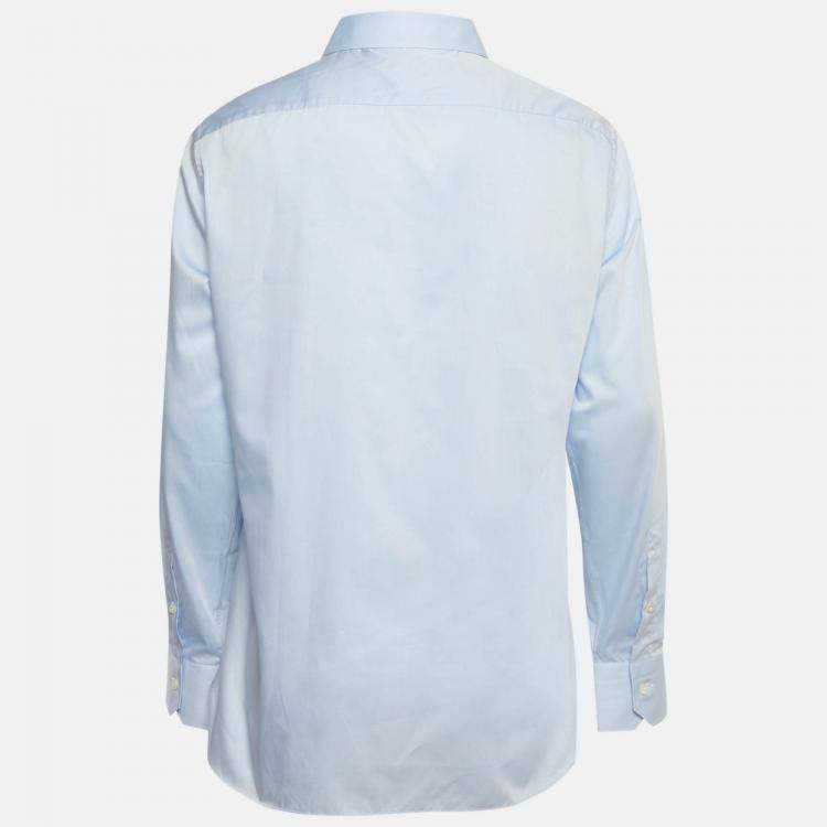 Pre Owned Ermenegildo Zegna Blue Cotton Button Front Shirt XXL