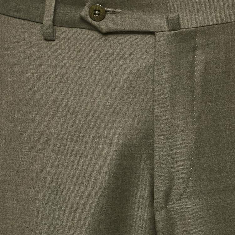 Pre Owned Ermenegildo Zegna Dark Grey Wool Regular Fit Trousers XL