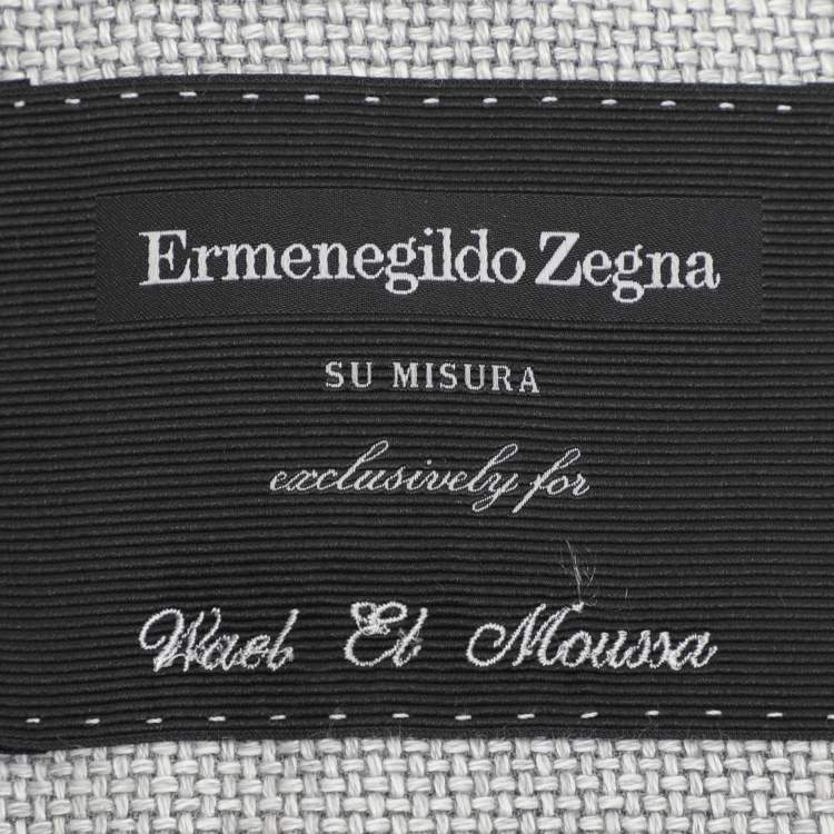 Pre Owned Ermenegildo Zegna Grey Hemp Button Jacket XL