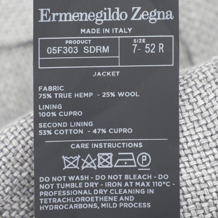 Pre Owned Ermenegildo Zegna Grey Hemp Button Jacket XL