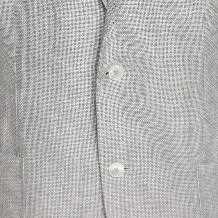 Pre Owned Ermenegildo Zegna Grey Hemp Button Jacket XL
