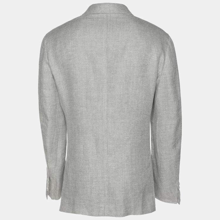 Pre Owned Ermenegildo Zegna Grey Hemp Button Jacket XL