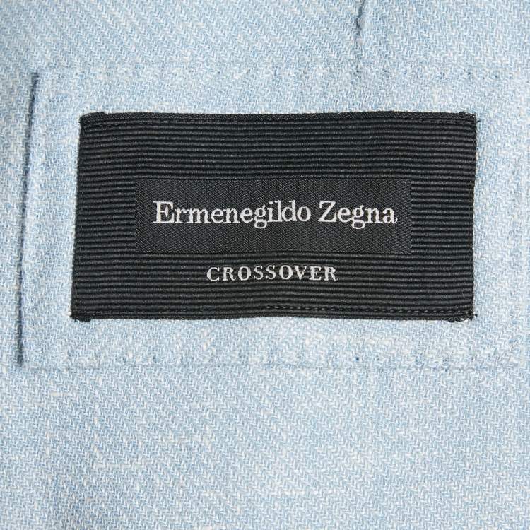 Pre Owned Ermenegildo Zegna Blue Linen Regular Fit Crossover Blazer L