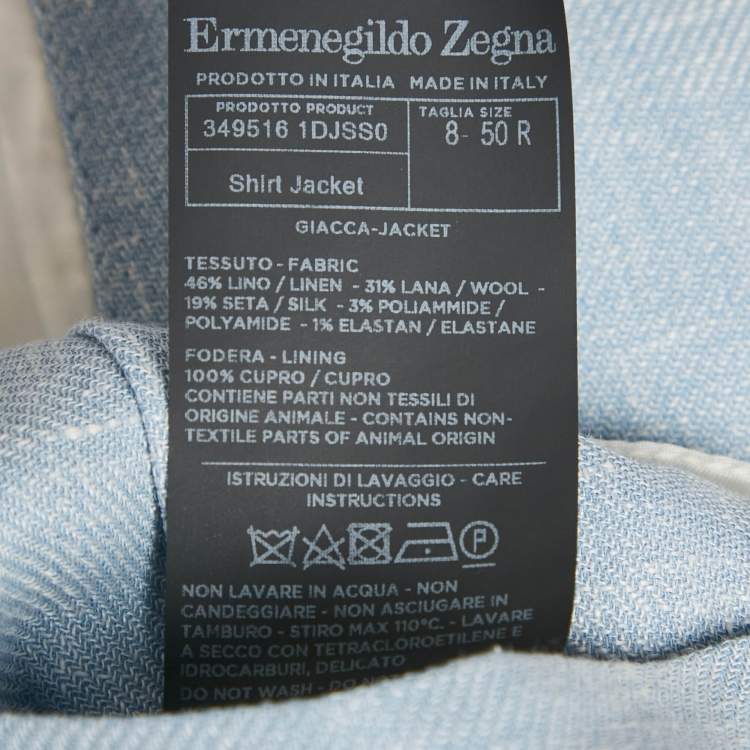 Pre Owned Ermenegildo Zegna Blue Linen Regular Fit Crossover Blazer L