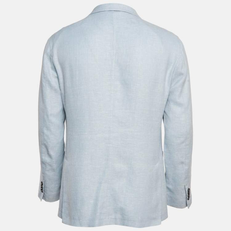 Pre Owned Ermenegildo Zegna Blue Linen Regular Fit Crossover Blazer L