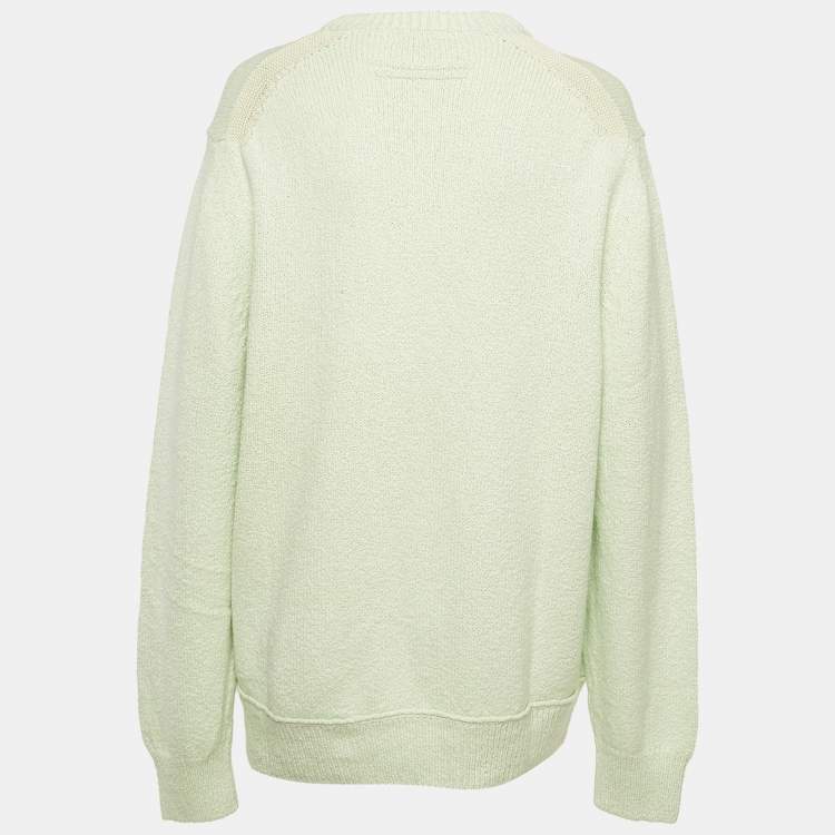 Pre Owned Zegna Green Rib Knit Crewneck Sweater L
