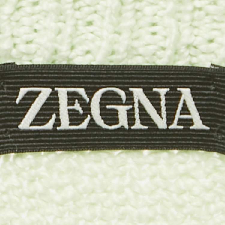Pre Owned Zegna Green Rib Knit Crewneck Sweater L