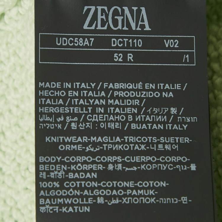 Pre Owned Zegna Green Rib Knit Crewneck Sweater L