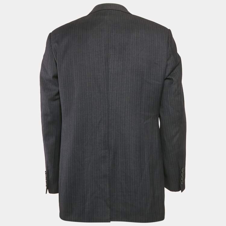 Pre Owned Ermenegildo Zegna Vintage Navy Blue Striped Wool Regular Fit Blazer L