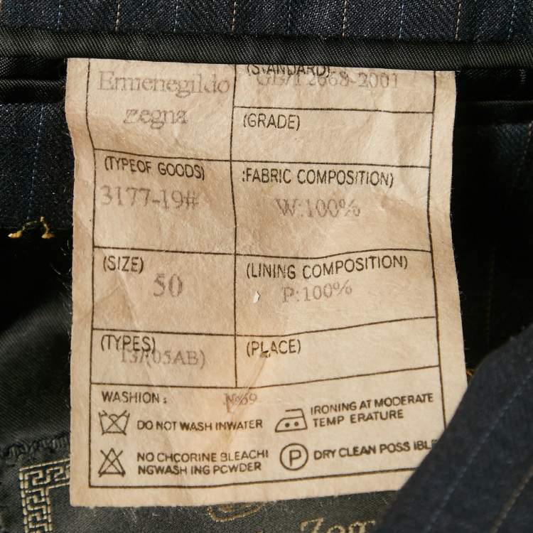 Pre Owned Ermenegildo Zegna Vintage Navy Blue Striped Wool Regular Fit Blazer L