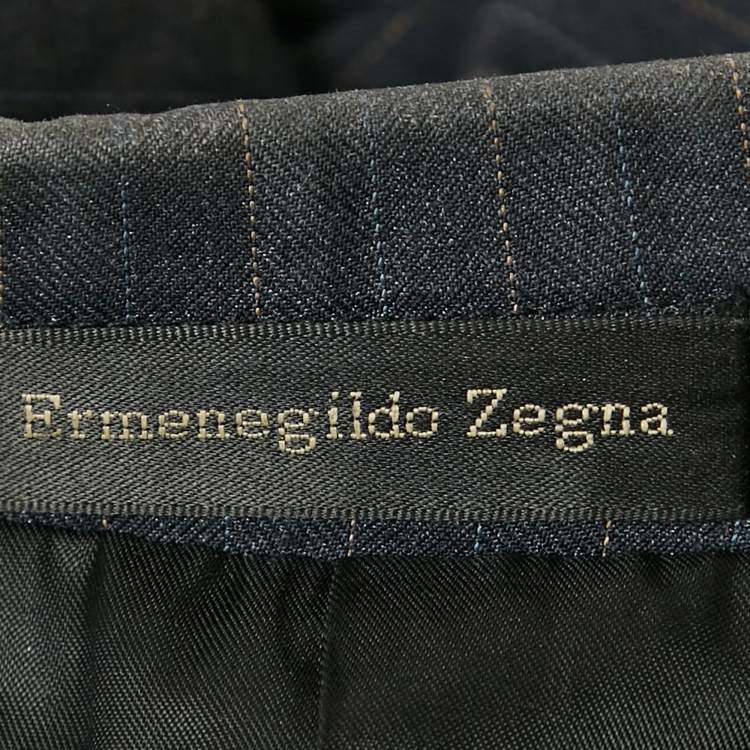 Pre Owned Ermenegildo Zegna Vintage Navy Blue Striped Wool Regular Fit Blazer L