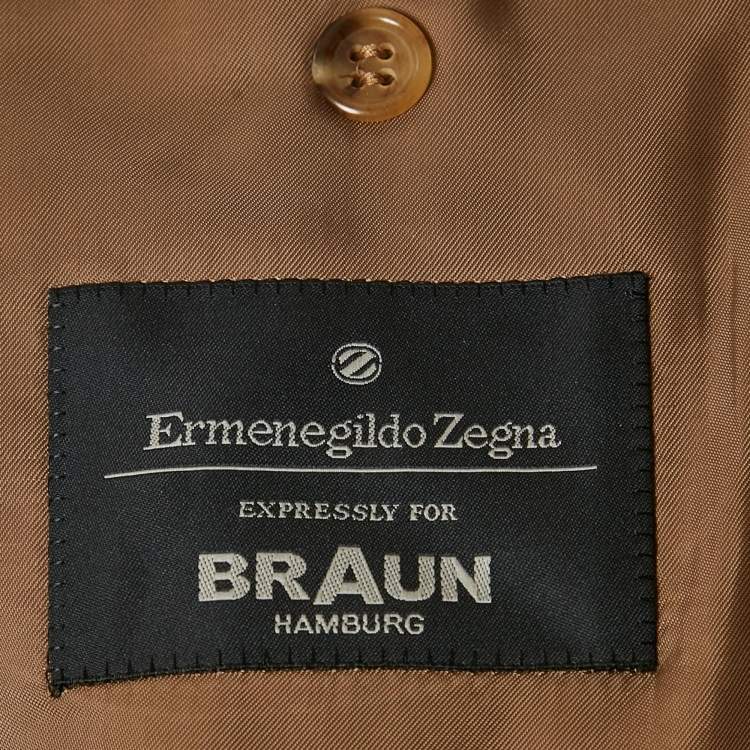 Pre Owned Ermenegildo Zegna Beige Silk & Cashmere Button Front Blazer XL