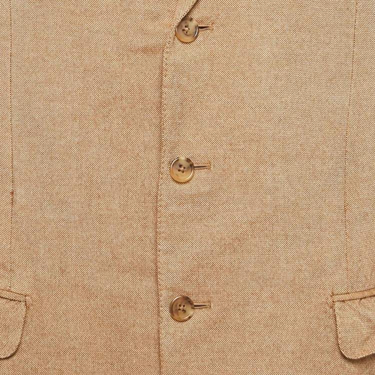 Pre Owned Ermenegildo Zegna Beige Silk & Cashmere Button Front Blazer XL