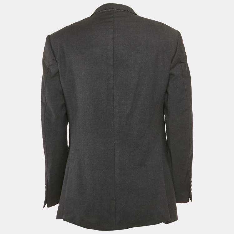 Pre Owned Ermenegildo Zegna Black Wool & Cashmere Button Front Blazer M