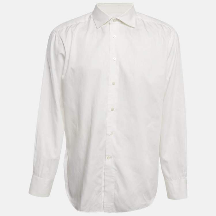 Pre Owned Ermenegildo Zegna White Cotton Regular Fit Shirt 3XL