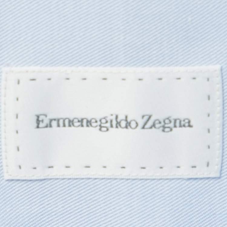 Pre Owned Ermenegildo Zegna Blue Cotton Full Sleeve Shirt L