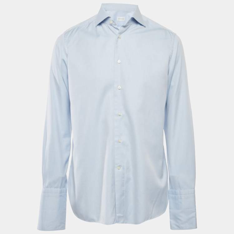 Pre Owned Ermenegildo Zegna Blue Cotton Full Sleeve Shirt L
