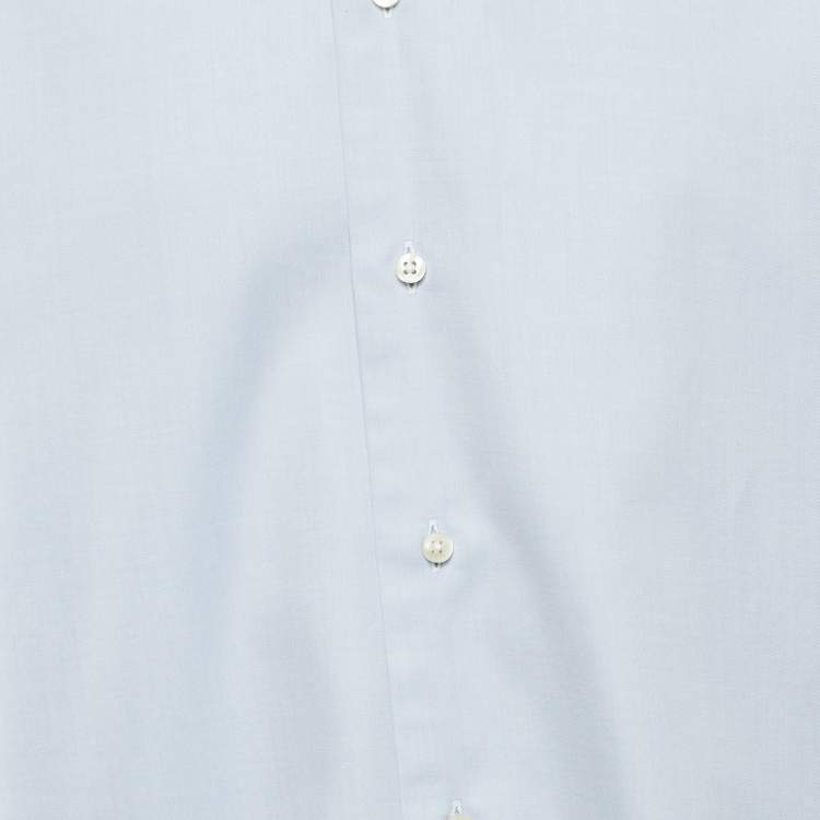 Pre Owned Ermenegildo Zegna Blue Cotton Full Sleeve Shirt L
