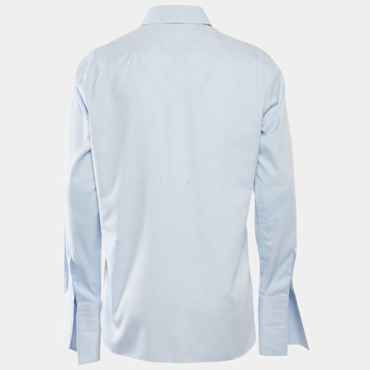 Pre Owned Ermenegildo Zegna Blue Cotton Full Sleeve Shirt L