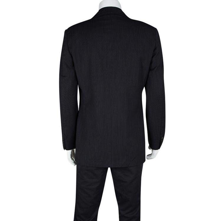 Pre Owned Ermenegildo Zegna Soft Navy Blue Wool Textured Blazer M