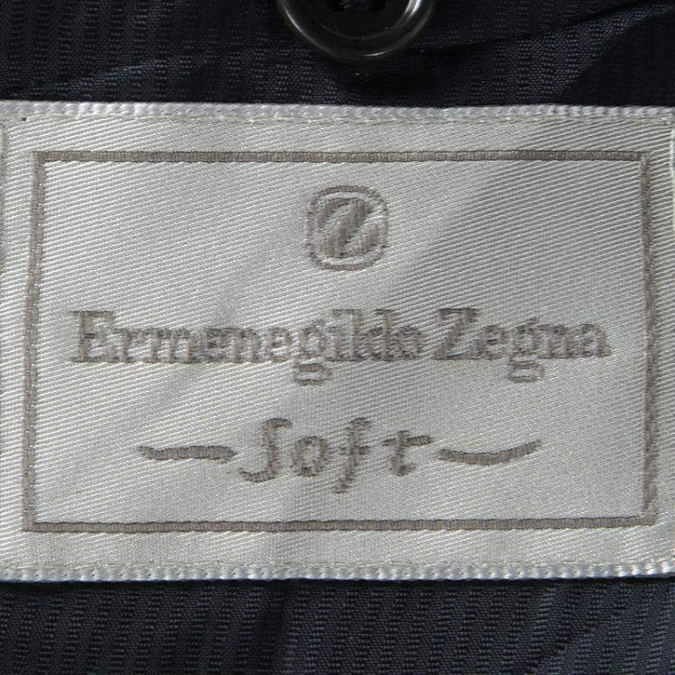 Pre Owned Ermenegildo Zegna Soft Navy Blue Wool Textured Blazer M