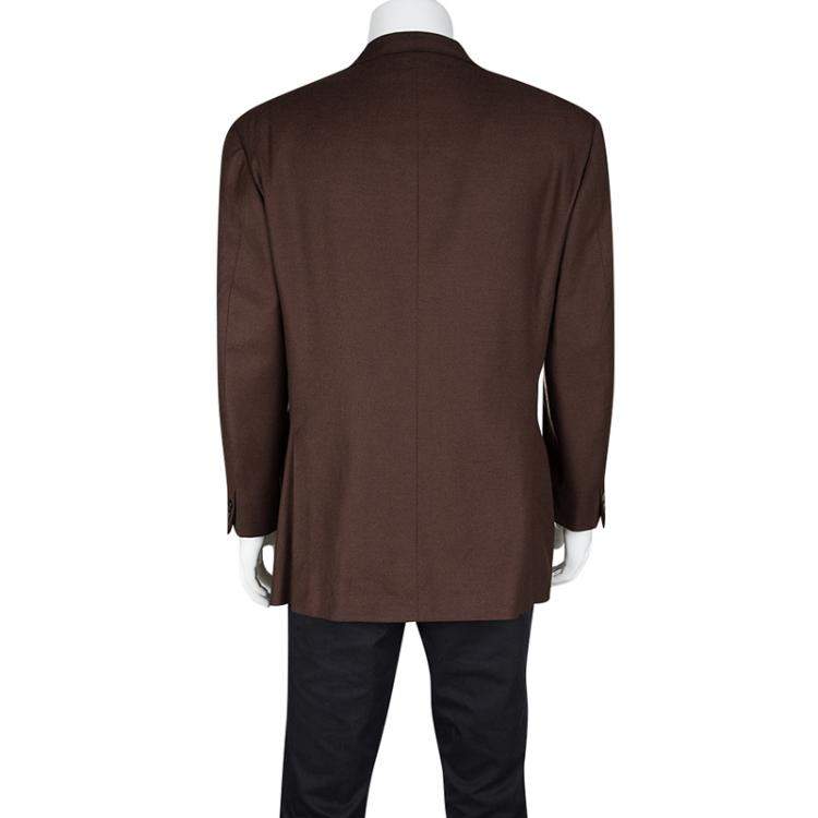 Pre Owned Ermenegildo Zegna By Mientus Brown Wool Cashmere Double Breasted Blazer L