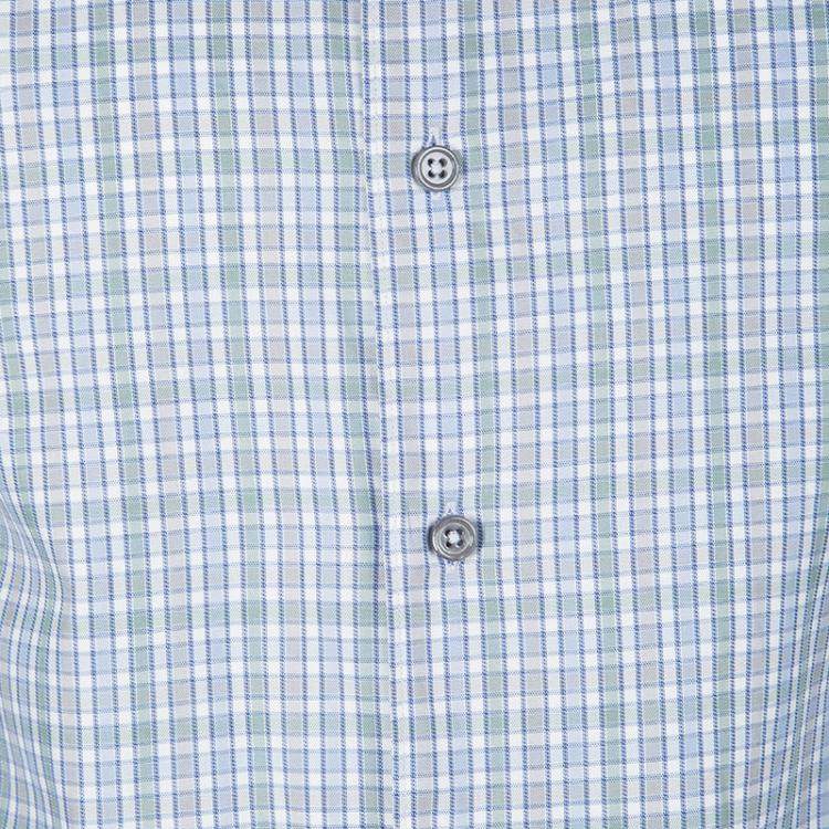 Pre Owned Ermenegildo Zegna Multicolor Checked Long Sleeve Button Front Shirt M
