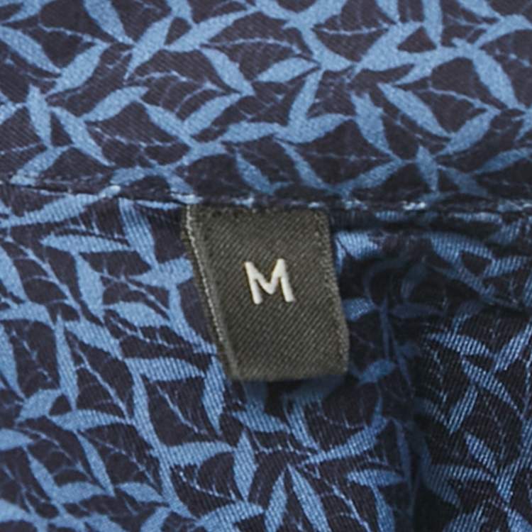Pre Owned Ermenegildo Zegna Blue Printed Cotton Shirt M