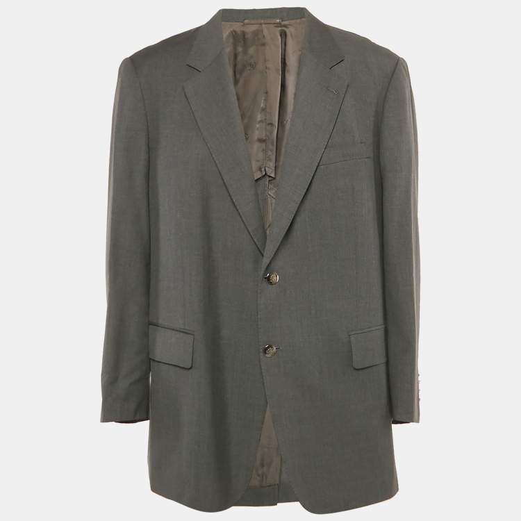 Pre Owned Ermenegildo Zegna Grey Wool Single Breasted Blazer XL