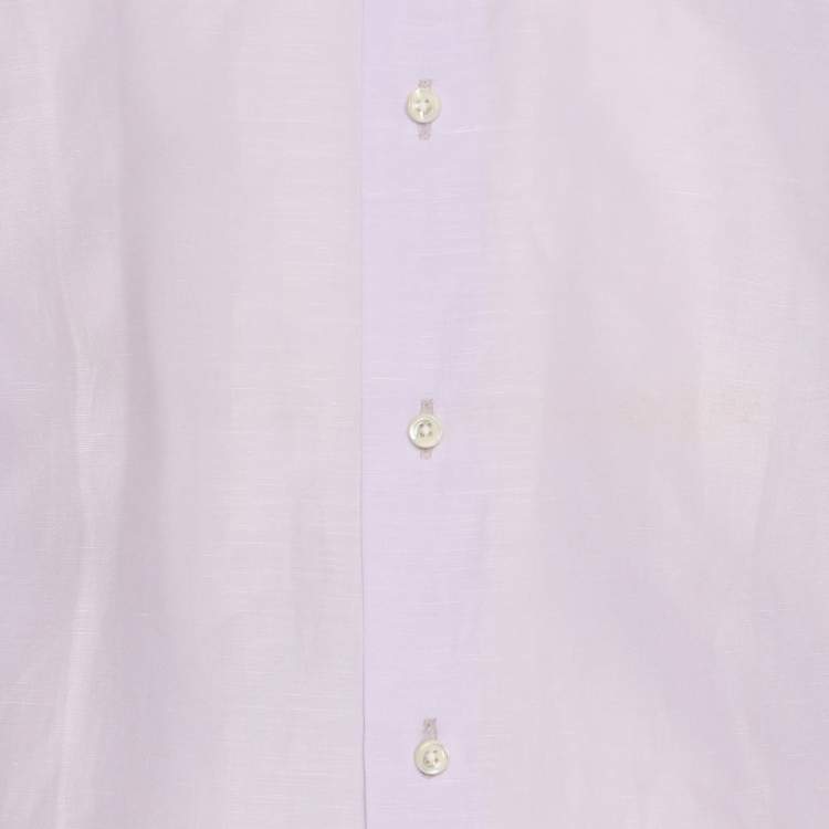 Pre Owned Ermenegildo Zegna Lilac Linen Blend Long Sleeve Shirt S