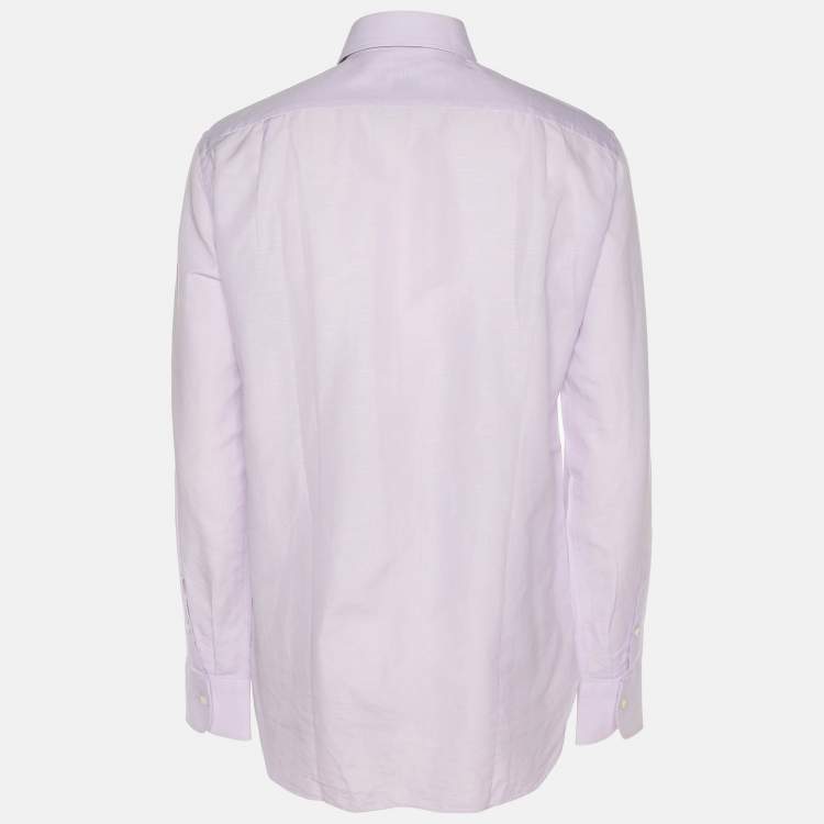 Pre Owned Ermenegildo Zegna Lilac Linen Blend Long Sleeve Shirt S