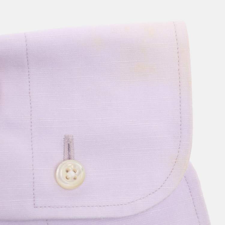 Pre Owned Ermenegildo Zegna Lilac Linen Blend Long Sleeve Shirt S
