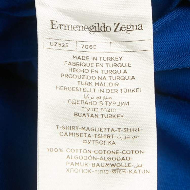 Pre Owned Ermenegildo Zegna X Maserati Blue Printed Cotton Crewneck T-Shirt XXL