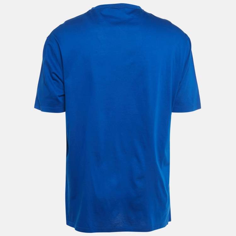 Pre Owned Ermenegildo Zegna X Maserati Blue Printed Cotton Crewneck T-Shirt XXL