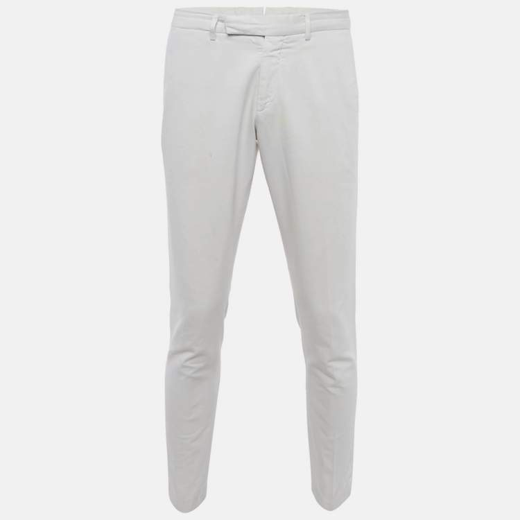Pre Owned Ermenegildo Zegna Off White Cotton Linen Blend Formal Trousers M